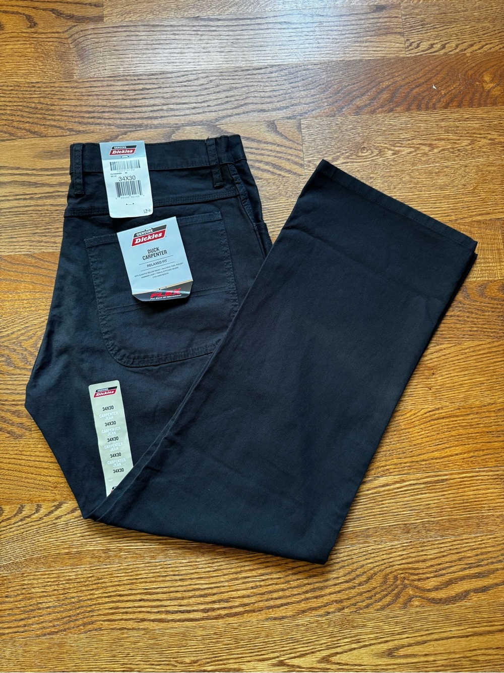 NWT Dickies FLEX Duck Carpenter Pants Black 34x30